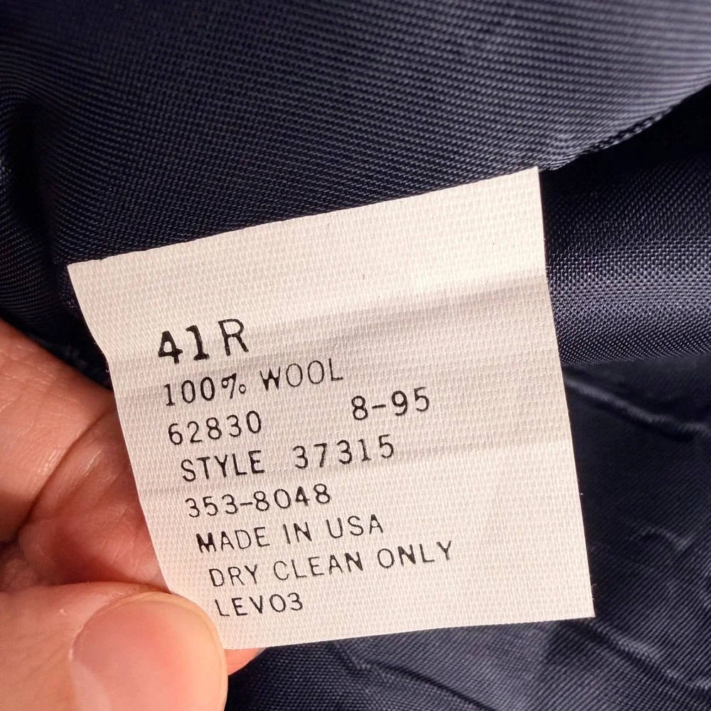 Lands End Mens 41R Wool Suit Vest Navy Blue Pinstripe Made in USA Style 37315